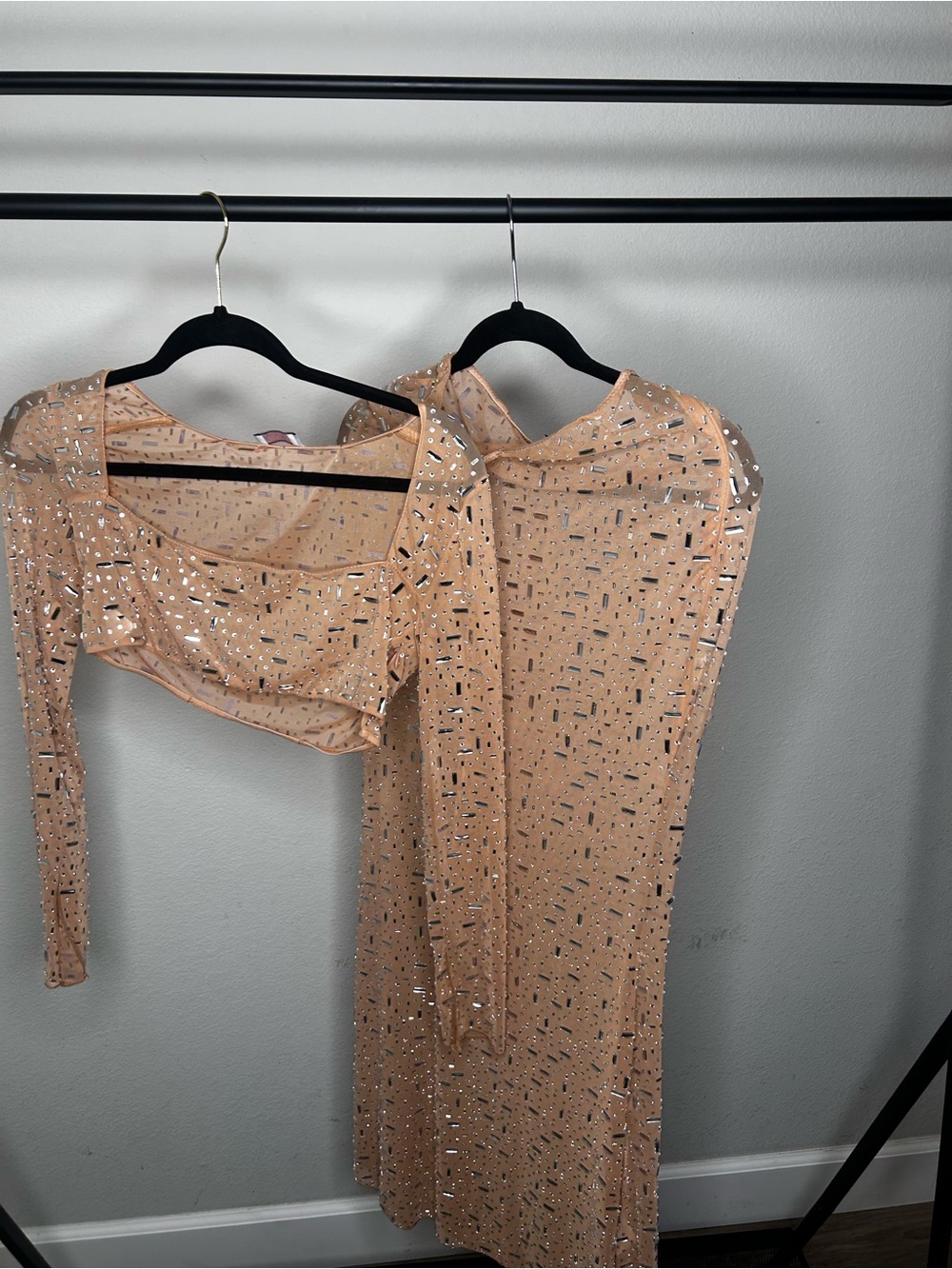 Oh Polly Nude Sequin Maxi Dress - Picture 2 of 8